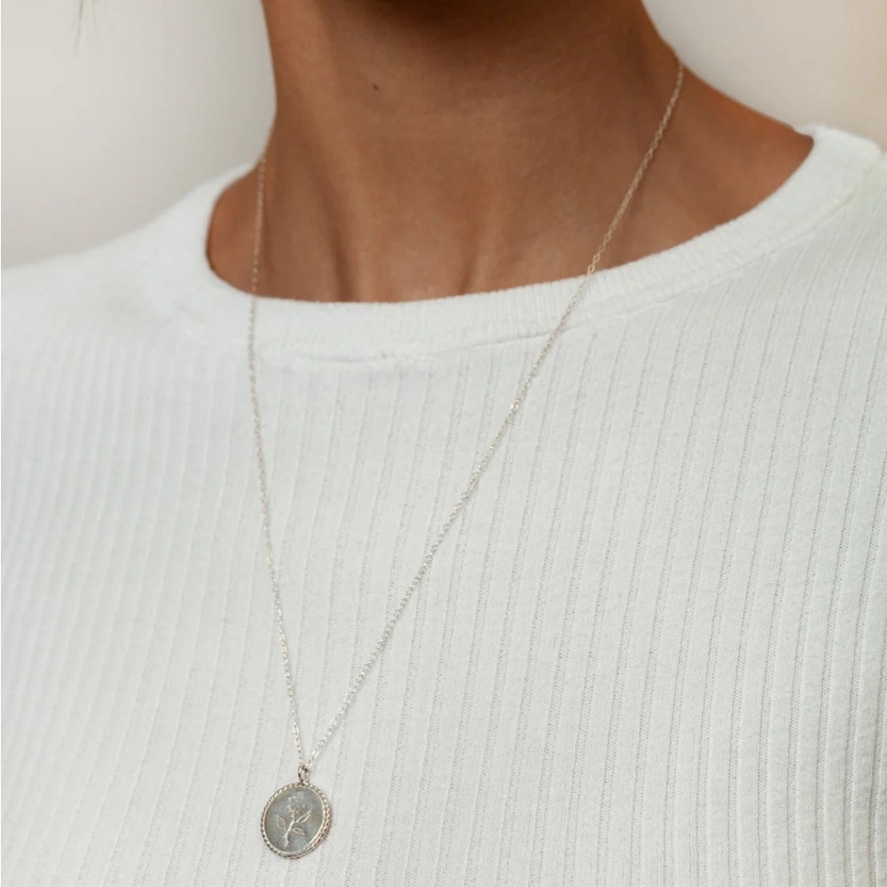 Rose Coin Sterling Silver Necklace Wolf Circus